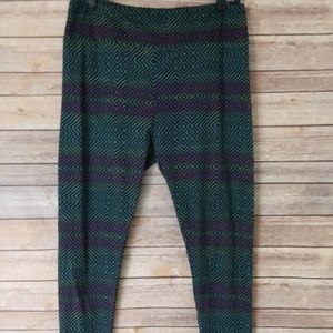 LuLaRoe Pink Yellow Green Print Leggings ~ Women's